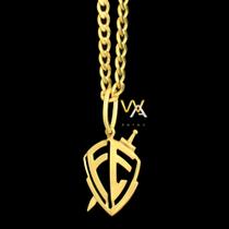 Corrente pitbull lamianda 4mm + Pingente Fé médio