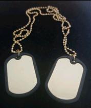 Corrente Placa Identificação Dog Tag Aço Inox 316l Dourado