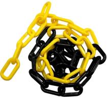 Corrente plástica preta e amarela elo grande 25 metros