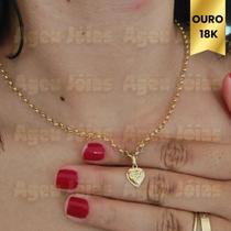 Corrente Portuguesa com Pingente Coração Ouro 18k Joia em Ouro Corrente Portuguesa com Pingente Coração Ouro 18k Joia em Ouro