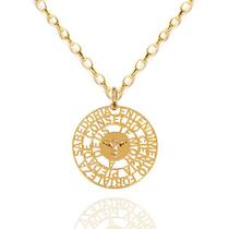 Corrente Portuguesa Com Pingente Mandala Divino Em Ouro 18k