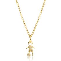Corrente Portuguesa Com Pingente Menino Filho Zircônias em Ouro 18k 50 cm