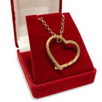 Corrente Portuguesa Em Ouro 18k 40cm Com Pingente Coração Colar Cordão Gargantilha Elo Português Corrente Portuguesa Em Ouro 18k 40cm Com Pingente Coração Colar Cordão Gargantilha Elo Português