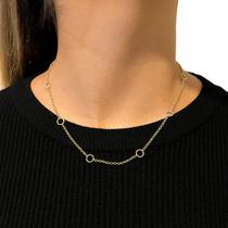 Corrente Portuguesa Em Ouro 18k 45cm com Argolas Elo Português Cordão Colar Gargantilha Feminina