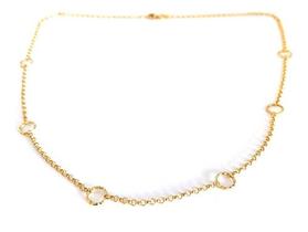 Corrente Portuguesa Em Ouro 18k 45cm com Argolas Elo Português Cordão Colar Gargantilha Feminina