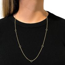 Corrente Portuguesa Em Ouro 18k 70cm com Argolas Elo Português Cordão Colar Gargantilha Feminina