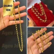 Corrente Portuguesa Ouro 18k 45cm Feminina 6mm Corrente Portuguesa Ouro 18k 45cm Feminina 6mm