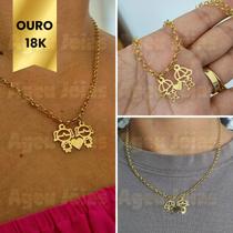Corrente Portuguesa Ouro 18k com Pingente Filho Filha Ouro Elo Portugues Feminino