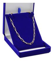 Corrente Prata 925 Banhada A Ouro 18k Cadeado Longo Choker