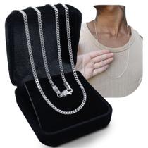 Corrente Prata 925 Legítima Cordão Colar Grumet 70cm Masculina Escamada Fina 2mm Luxo Escama De Peixe De Lei - Look Joias