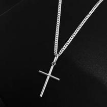 Corrente Prata 925 Masculina Legítima 2mm 60 + Crucifixo Corrente Prata 925 Masculina Legítima 2mm 60 + Crucifixo