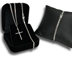 Corrente Prata 925 Masculina Legítima + Pulseira E Pingente Corrente Prata 925 Masculina Legítima + Pulseira E Pingente