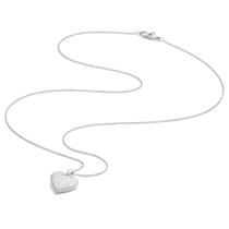 Corrente Prata Coração Chique Cravejada Brilhante Presente Mulher 50cm Colar Corrente Prata Coração Chique Cravejada Brilhante Presente Mulher 50cm Colar