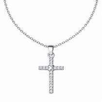 Corrente Prata Cruz 51cm Pedras Zircônia Cravejada Estilo Luxo Chique Colar Corrente Prata Cruz 51cm Pedras Zircônia Cravejada Estilo Luxo Chique Colar