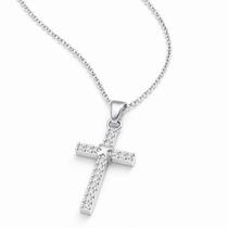 Corrente Prata Feminina 51cm Cruz Zircônia Elegante Exclusiva Presente Colar Corrente Prata Feminina 51cm Cruz Zircônia Elegante Exclusiva Presente Colar