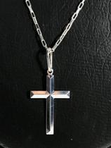 Corrente Prata Maciça 925 Bloco Fina 70cm Crucifixo Corrente Prata Maciça 925 Bloco Fina 70cm Crucifixo