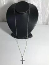 Corrente Prata Maciça 925 Bloco Fina 80cm Crucifixo Corrente Prata Maciça 925 Bloco Fina 80cm Crucifixo