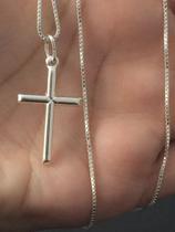 Corrente Prata Maciça 925 C/ Pingente Crucifixo 50cm