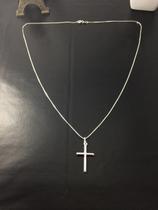Corrente Prata Maciça 925 C/ Pingente Crucifixo 70cm F.grati