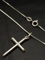 Corrente Prata Maciça 925 C/ Pingente Crucifixo 80cm