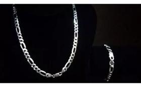 Corrente Prata Maciça 925 Elos 3x1 70 Cm 6mm + Pulseira 6 Mm Corrente Prata Maciça 925 Elos 3x1 70 Cm 6mm + Pulseira 6 Mm