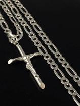Corrente Prata Maciça 925 Masculina 60 Cm Crucifixo Corrente Prata Maciça 925 Masculina 60 Cm Crucifixo
