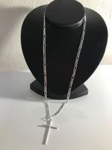 Corrente Prata Maciça 925 Masculina 60 Cm crucifixo Palito Corrente Prata Maciça 925 Masculina 60 Cm crucifixo Palito