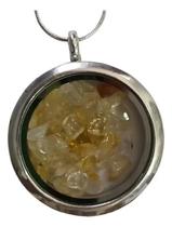 Corrente Prata Ping Citrino Escapulário Dif. Aromático Qc835 Corrente Prata Ping Citrino Escapulário Dif. Aromático Qc835