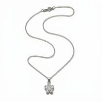 Corrente Prata Única Cravejada Flor Mulher Zircônia Elegante 50cm Colar Corrente Prata Única Cravejada Flor Mulher Zircônia Elegante 50cm Colar