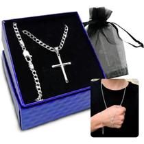 Corrente pulseira E Pingente Cruz Prata 925 Masculino
