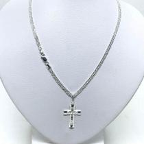 Corrente+ Pulseira Grumet Dupla Prata 925 3m 60cm+ Ping Cruz