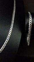 Corrente + Pulseira Grumet Masculina De Prata 925 5mm 60cm