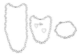 Corrente, Pulseira, Tornozeleira E Brinco Prata 925 Kit95 Corrente, Pulseira, Tornozeleira E Brinco Prata 925 Kit95