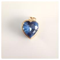 Corrente Singapura 45cm Pingente Coração Azul Aquamarine Ouro 18k 750