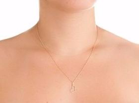 Corrente Singapura 45cm Pingente Coração Vazado Ouro 18k 750 Corrente Singapura 45cm Pingente Coração Vazado Ouro 18k 750