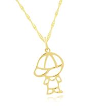 Corrente Singapura 45cm Pingente Menino Filho De Ouro 18k Corrente Singapura 45cm Pingente Menino Filho De Ouro 18k