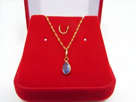 Corrente Singapura 50cm Pingente Gota Verde Esmeralda Ouro 18k 750