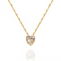 Corrente Singapura Com Ponto de Luz Coração Em Ouro 18k