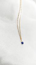 Corrente Singapura e Pingente Zircônia Azul 3mm Ouro 18k.