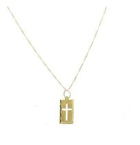 Corrente Singapura Pingente Crucifixo Cruz Ouro 18k 42cm