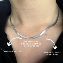 Corrente Snake Prateada Aço Inox Colar Fino Masculino Feminino Unissex Resistente Estiloso Brilhante Que Nao Escurece Uso Diario Luxo Colar Presente