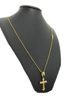 Corrente Tijolinho 1mm + Pingente Cruz - Banhado a Ouro 18k