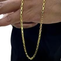 Corrente Tijolinho 4Mm Masculina Luxo Banhado A Ouro 18K Corrente Tijolinho 4Mm Masculina Luxo Banhado A Ouro 18K
