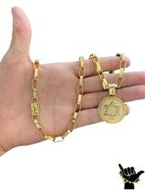 Corrente Tijolinho 8mm +Pingente Estrela Davi Banhado a Ouro