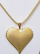 Corrente Tipo Corda Com Coração Grande Aerado - Semijoia Corrente Tipo Corda Com Coração Grande Aerado - Semijoia