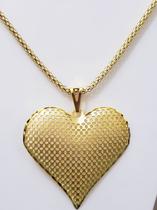 Corrente Tipo Corda Com Coração Grande Aerado - Semijoia