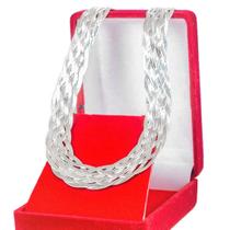 Corrente Trançada Feminina De 8 Fios 45cm Em Prata 925