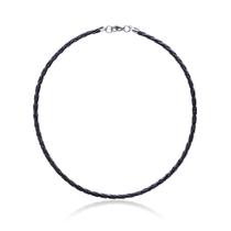 Corrente Trançada sintética Preta com fecho em inox 44 cm