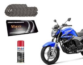 Corrente Transmissão Maxx Bros 150 160 Fazer 250 428hx130 + 01 Óleo Spray Mobil Lub