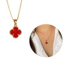 Corrente Trevo vermelho Ouro 18 Modelo Virginia Banhado Moda Corrente Trevo vermelho Ouro 18 Modelo Virginia Banhado Moda